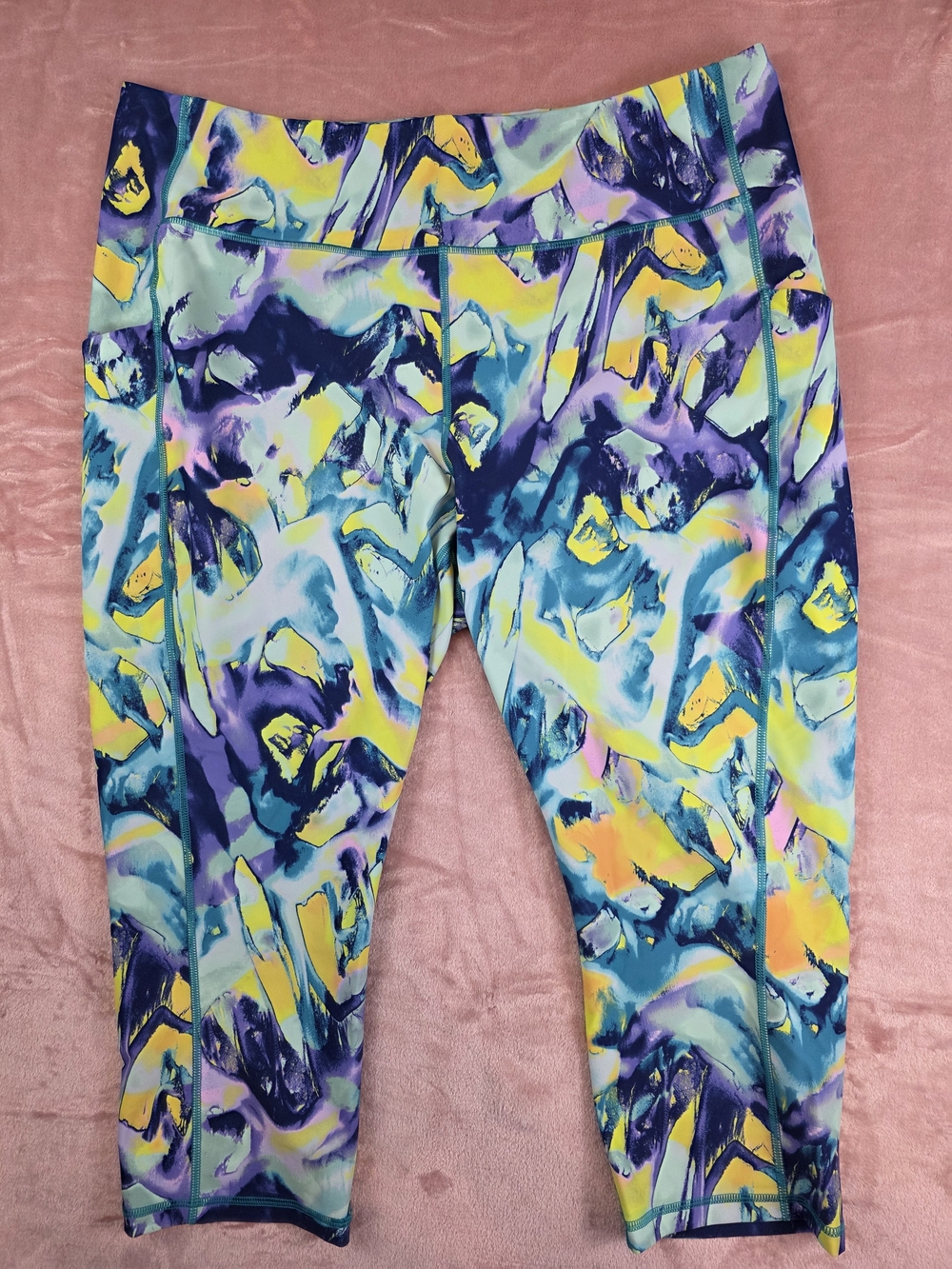 tek gear Aqua, Purple & Yellow Womens Capri Leggings